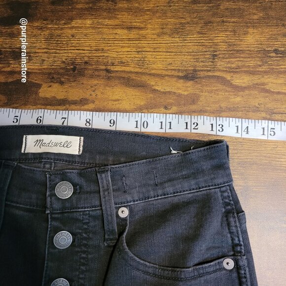 Madewell Jeans 26 Button Fly 10" Hi Rise Skinny Tummy Control Black Wash Denim - Picture 6 of 11